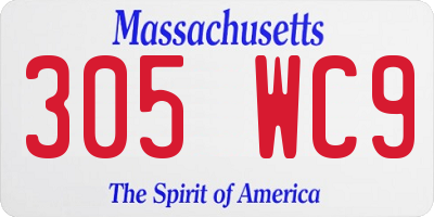 MA license plate 305WC9