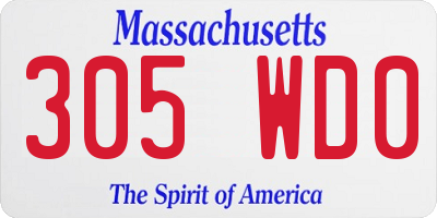 MA license plate 305WD0