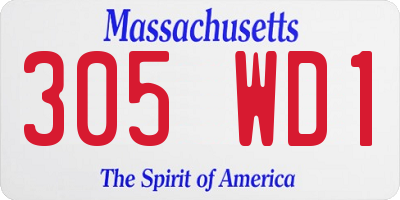 MA license plate 305WD1