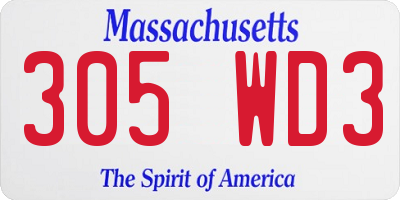 MA license plate 305WD3