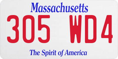 MA license plate 305WD4