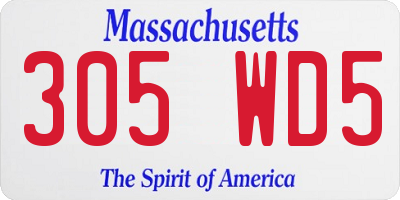 MA license plate 305WD5