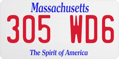 MA license plate 305WD6