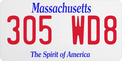 MA license plate 305WD8