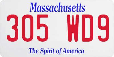 MA license plate 305WD9