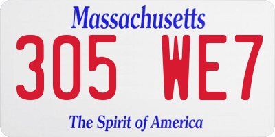 MA license plate 305WE7
