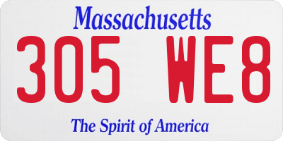 MA license plate 305WE8