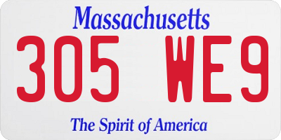 MA license plate 305WE9