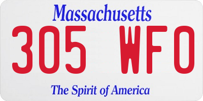 MA license plate 305WF0