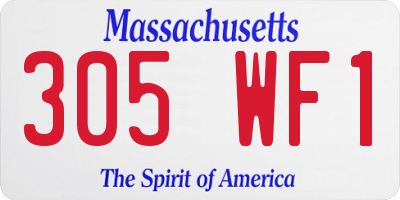 MA license plate 305WF1