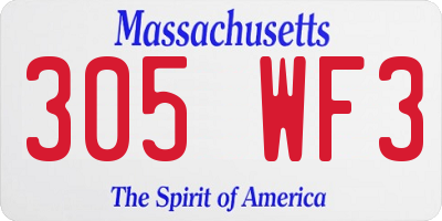 MA license plate 305WF3
