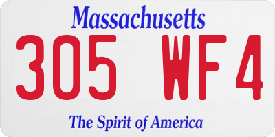 MA license plate 305WF4