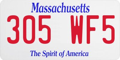 MA license plate 305WF5