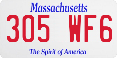 MA license plate 305WF6