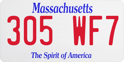 MA license plate 305WF7
