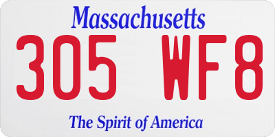 MA license plate 305WF8