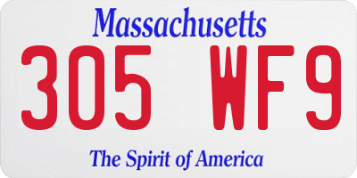 MA license plate 305WF9
