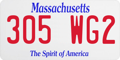 MA license plate 305WG2