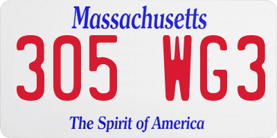 MA license plate 305WG3