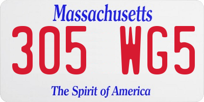 MA license plate 305WG5