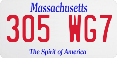MA license plate 305WG7