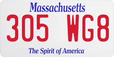 MA license plate 305WG8