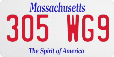 MA license plate 305WG9