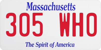 MA license plate 305WH0