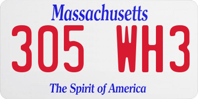 MA license plate 305WH3