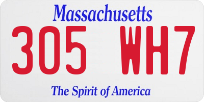 MA license plate 305WH7