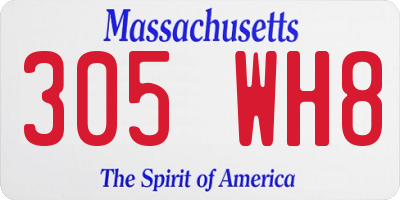 MA license plate 305WH8