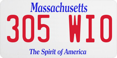 MA license plate 305WI0