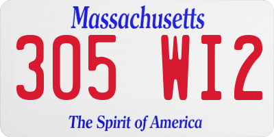 MA license plate 305WI2