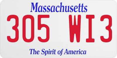 MA license plate 305WI3