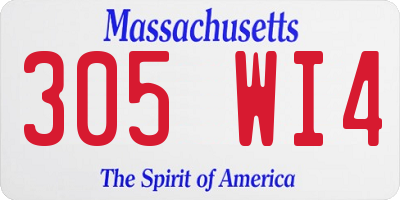 MA license plate 305WI4