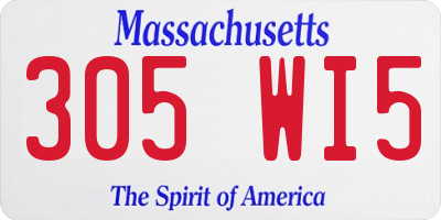 MA license plate 305WI5
