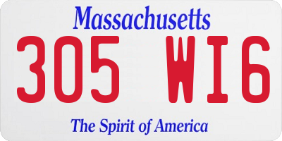 MA license plate 305WI6