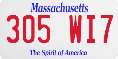 MA license plate 305WI7