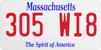 MA license plate 305WI8