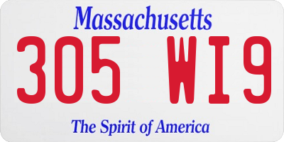MA license plate 305WI9