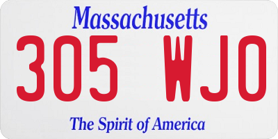 MA license plate 305WJ0