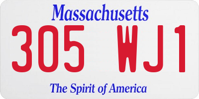 MA license plate 305WJ1