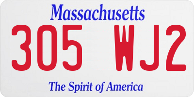 MA license plate 305WJ2