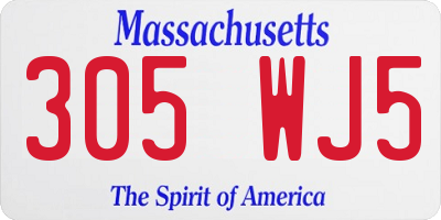 MA license plate 305WJ5