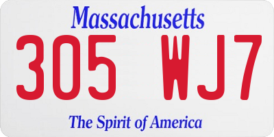 MA license plate 305WJ7