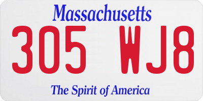 MA license plate 305WJ8