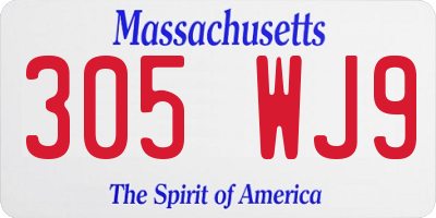 MA license plate 305WJ9