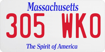 MA license plate 305WK0