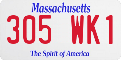 MA license plate 305WK1
