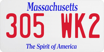 MA license plate 305WK2